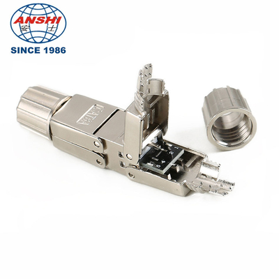 Zinc Alloy RJ45 CAT6A CAT7 Shielded Keystone Jack 180 Degree Toolless  STP