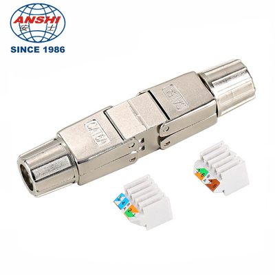 Zinc Alloy RJ45 CAT6A CAT7 Shielded Keystone Jack 180 Degree Toolless  STP