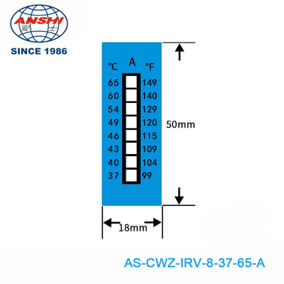 Non-Reversible Temperature Sensitive Label 37-65℃ 8 Level
