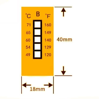 Non-Reversible Temperature Sensitive Label 37-65℃ 8 Level