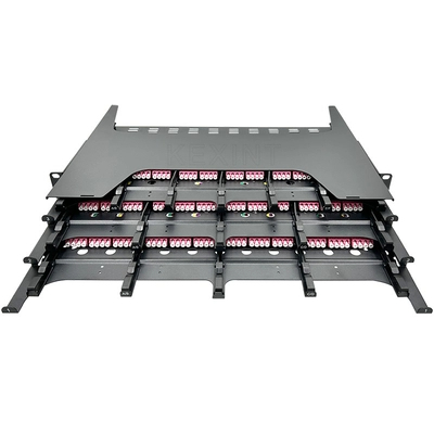 1U Rack Mount 144 Cores Fiber Optic Patch Panel MPO MTP LC