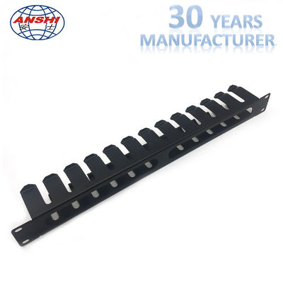 12 Ports 1U Horizontal Cable Manager Black 19 Rack Cable Management  With Cover
