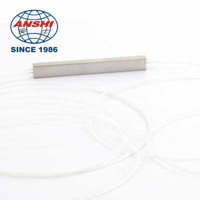 1x2 Mini Steel Tube PLC Splitter, 0.9mm G657A1 White Fiber, Customizable 0.75m-2m Pigtail FTTH Optical Splitter