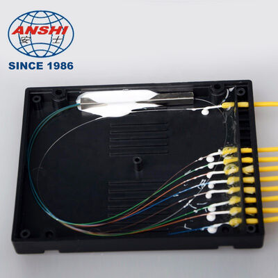FTTH Network ABS Box Type 1x8 PLC Fiber Optic Splitter, UPC Polished, Custom SC LC FC Optical Connectors
