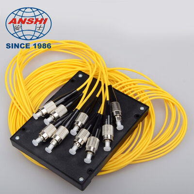 FTTH Network ABS Box Type 1x8 PLC Fiber Optic Splitter, UPC Polished, Custom SC LC FC Optical Connectors