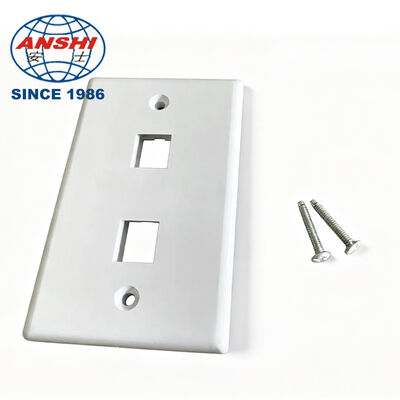 ANSHI 120 Type US Standard Wall Mount Face Plate, 2 Port RJ45 RJ11 Double Port Telecommunications Product