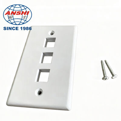 ANSHI 120 Type US Standard Wall Mount Face Plate, 3 Port RJ45 RJ11