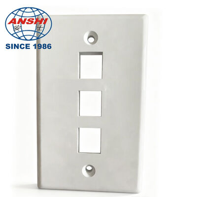 ANSHI 120 Type US Standard Wall Mount Face Plate, 3 Port RJ45 RJ11