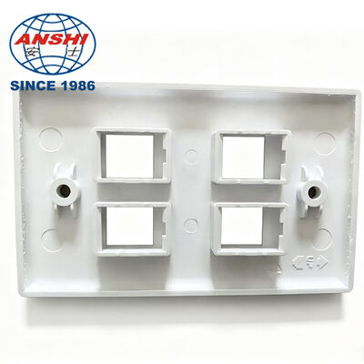 ANSHI 120 Type US Standard Wall Mount Face Plate, 4 Port RJ45 RJ11 Telecommunications Product