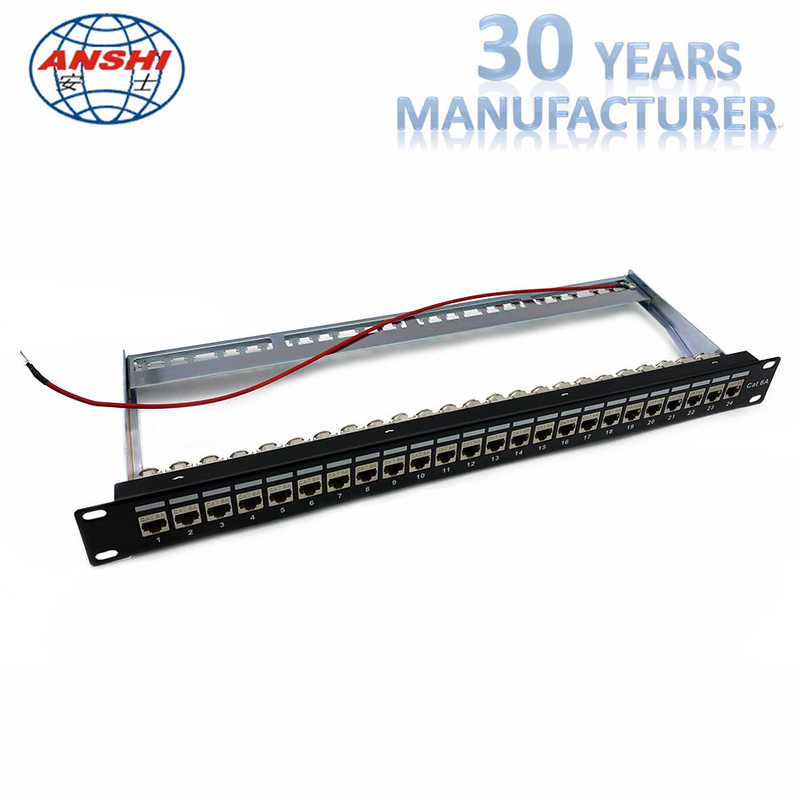 19 Inch 1u 24 Ports Loaded Cat6a Stp Shielded Patch Panel With 24 Pieces Keystone Jack