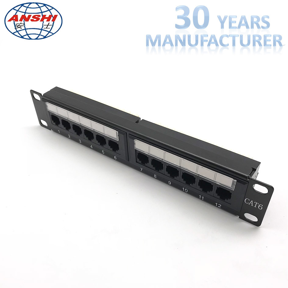 1U 10 Inch 12 Port CAT5E CAT6 UTP Rack Mount Patch Panel 110 IDC Type
