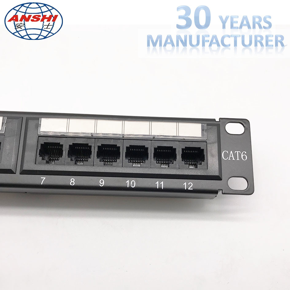 1U 10 Inch 12 Port CAT5E CAT6 UTP Rack Mount Patch Panel 110 IDC Type