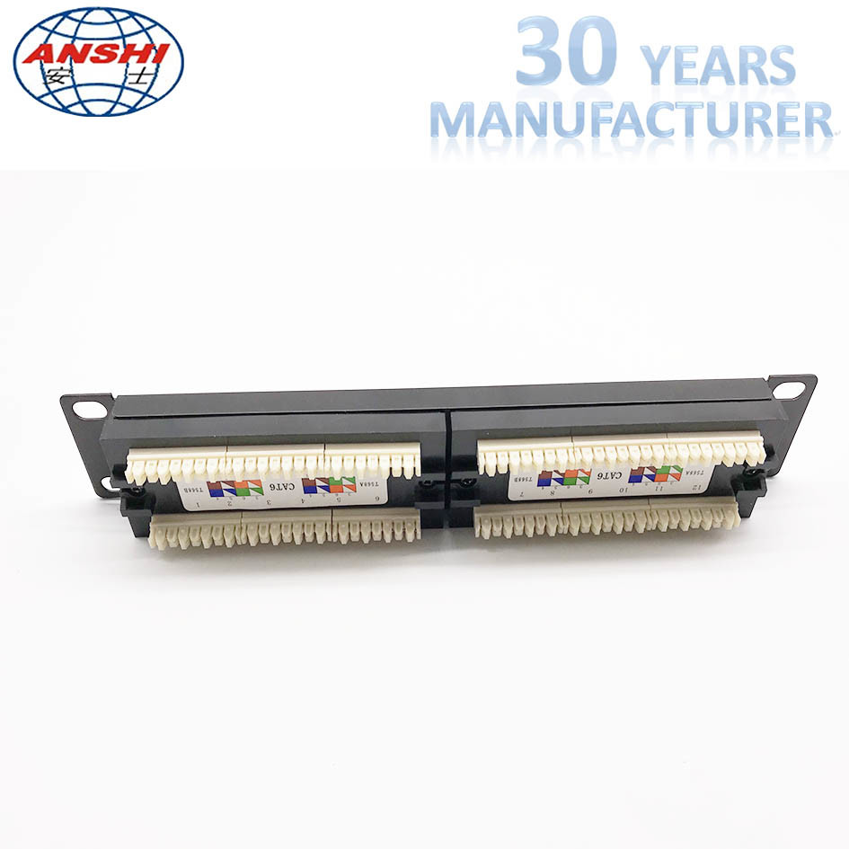 1U 10'' Inch 12 Port CAT6 UTP Rack Mount Patch Panel 110 IDC Type