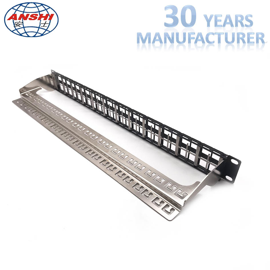 Shielded Stp Rack Mount Patch Panel 48 Port 19 Inch With Cable Management