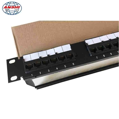 100% Pass Fluke Test 24 Port CAT5E Patch Panel 19 inch 110 IDC UTP Unshielded With Cable Management