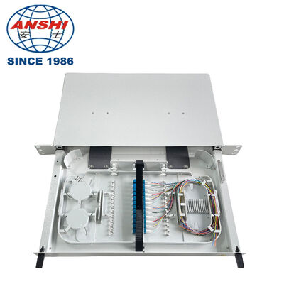 19 Inch 1U Rack‑Mount Sliding ODF Fiber Optic Distribution Frame, Optical Fiber Patch Panel with LC Adapter for Data Center FTTX