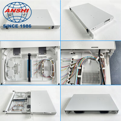 19 Inch 1U Rack‑Mount Sliding ODF Fiber Optic Distribution Frame, Optical Fiber Patch Panel with LC Adapter for Data Center FTTX