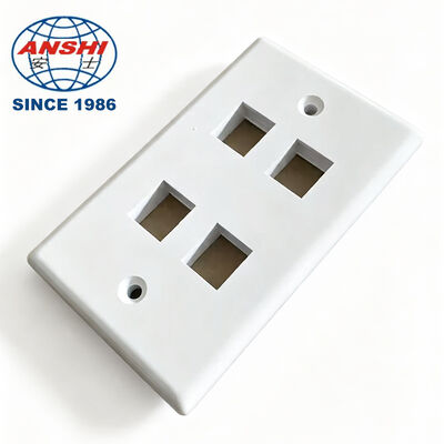 ANSHI 120 Type US Standard Wall Mount Face Plate, 4 Port RJ45 RJ11 Telecommunications Product