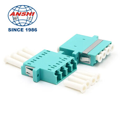 Factory Supply 4 Cores LC UPC/APC Quads Fiber Optic Adapter Singlemode SM OM3 OM4 Coupler with Flange 0.2 IL